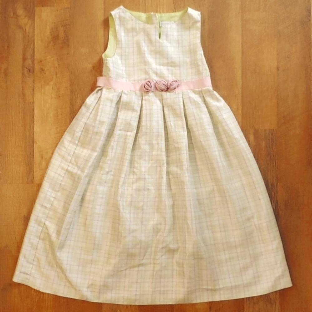 Charter Club Girls Green‎ Plaid Pastel Sleeveless Long Dress Size 6X